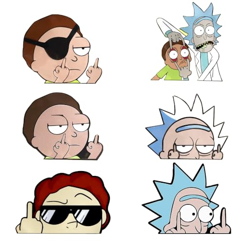 6 Piezas Pegatinas Coche Graciosas Rick y Morty Pegatinas Anime Coche Pegatinas Coche Personalizadas Pegatinas Anime para Coches,Moto,Cuadernos,Ventanas