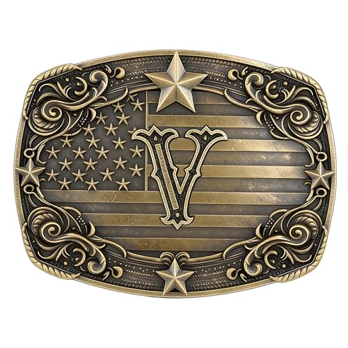 Image of Cowboy Belt Buckle for Men Vintage Western Rodeo Texas Initial Letter ABCDJMR to Z Belt Buckles