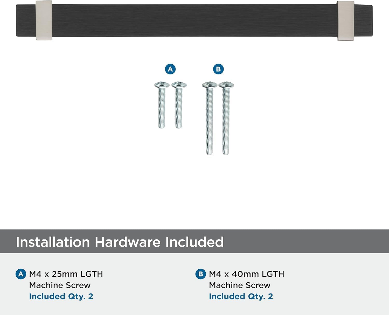 Amerock | Cabinet Pull | Brushed Matte Black/Satin Nickel | 6-5/16 inch (160 mm) Center to Center | Overton | 1 Pack | Drawer Pull | Drawer Handle | Cabinet Hardware