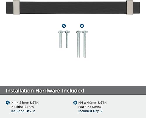 Miniatura 5 de Amerock  Mango de gabinete  Negro mate cepilladoníquel satinado  6-516 pulgadas (6.299 in) de centro a centro  Overton  paquete de 1 unidad