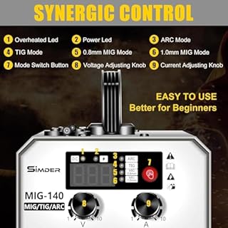 SSIMDER 140 Amp MIG Welder 240V Machine Stick/Flux Core MIG/Lift TIG 3 in 1 Welding Machine with IGBT Inverter and 1lb Welding Wire, for Metal DIY Projects/Home/Farm/Car