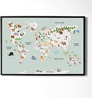 Not Just Firewood Children's Animal Map of the World Poster Print Wall Art for Kids Room (A1)