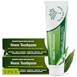 Neem Fluoride Free Toothpaste - Adult & Children Friendly, 100% Vegan Natural, Gluten Free, No Artificial Ingredients - Clove & Stevia (2 pk)