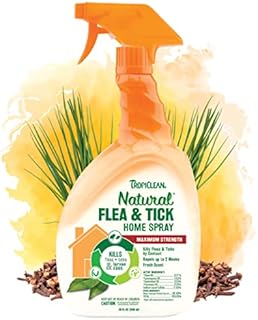 TropiClean Natural Flea and Tick Spray for Home | Maximum Strength Flea Spray for Carpet and Furniture | Family-Friendly & Safe | Made in the USA | 32oz