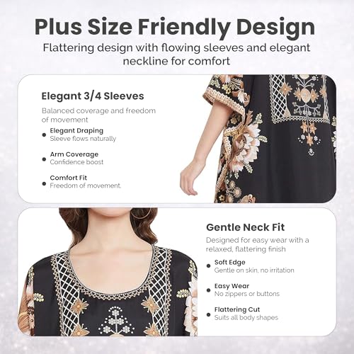 Image of Oussum Women Kaftan Plus Size Polyester Summer Lightweight Caftan Swimsuit Cover Ups Maxi African Mumu Lounge House Dress
