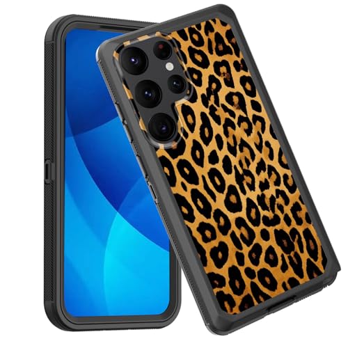GFEWYTJYJ for Galaxy S24 Ultra Case,Shockproof 3-Layer Full Body Protection Rugged Heavy Duty High Impact Hard Cover Case for Samsung Galaxy S24 Ultra 6.8 inch 2024,Leopard Print