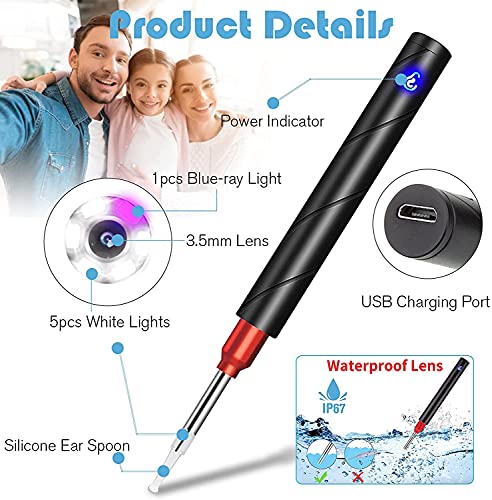 JOYGIFT Ear Wax Remover,Wireless Otoscope Earwax Removal Tool 1080P HD WiFi Ear Endoscope with LED Light,3.5mm Visual Ear Scope Camera Safe Ear Pick Ear Cleaning Endocsope Kit for Adults Kids & Pets - Thumbnail 7