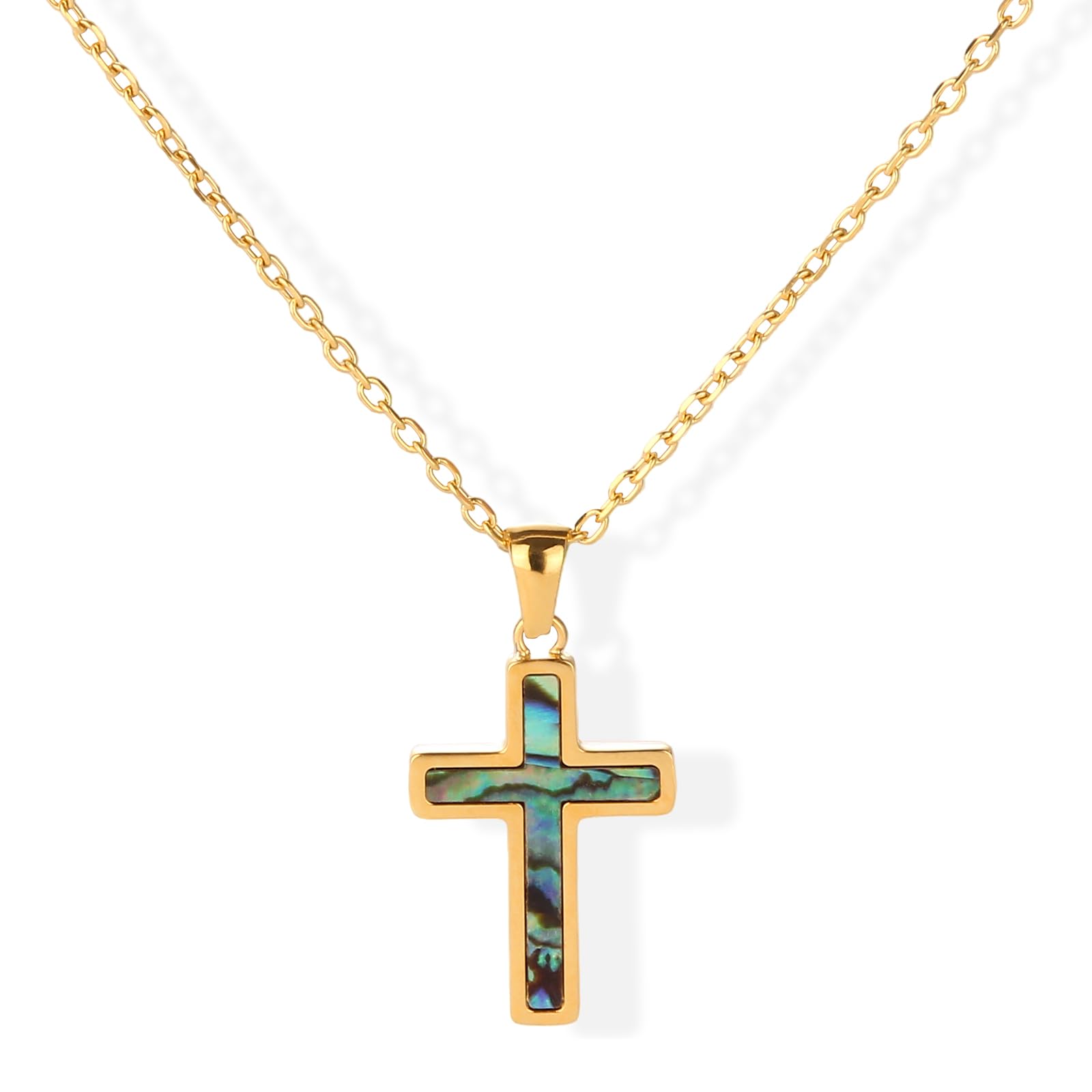 HGXZKJGS Cross Necklaces for Women,White and Blue Man-Made Diamond,Cross Pendant Necklace, 18k Gold-Plated Religious Jewelry, Ideal Gift for Christian