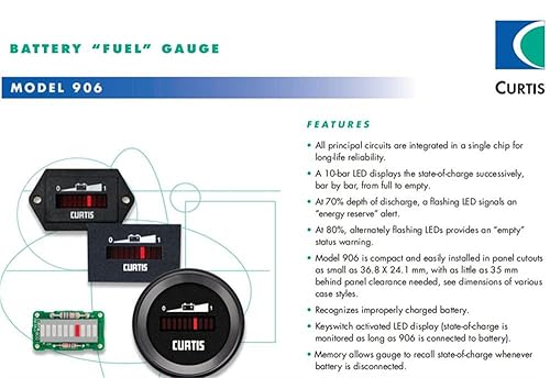 Miniatura 3 de Medidor de batería de 24 V 48 V para Curtis 906 906T 906T48HNDAO 906T24BNBAO 24 48 voltios medidor de voltaje de batería (24 V 906T)
