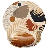 ITNRSIIET Ergonomic Mouse Pad with Wrist Support Wrist Rest Smooth Surface Non-Slip Rubber Base Comfortable Office Supplies Pain Relief, 9.8 x 9.1 inches, Abstract Modern Leaves
