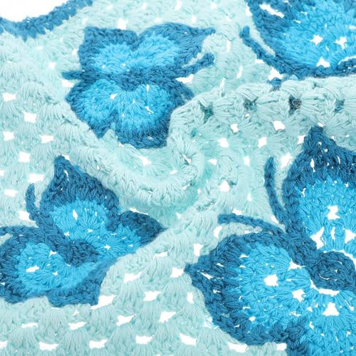 Diadema de crochet azul que soluciona tu peinado con un pañuelo bohemio cómodo 7