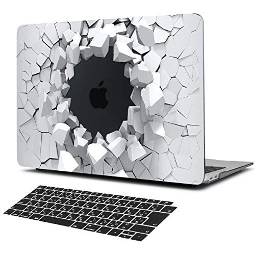 Batianda MacBook Air Retina 13 インチ 2018 ケース Touch ID 搭載 対応, クリスタル プラスチック 軽量 耐衝撃性 ハードケース と JIS キーボードシール セット (モデル:A1932), 3D パターン