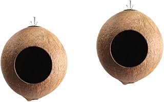 balacoo 2pcs Bird nest pet Bird House Hermit Crab Toys Outdoor Toy Outside Toys Bird Houses for Outside Coconut Shell Birds nest Birds Hanging nest to Weave Accessories Straw breeding nest