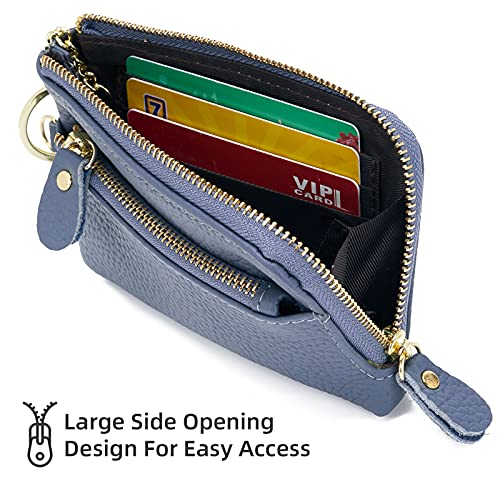 Zooeass Women Leather Coin Purse,Large Opening For Easy Access,With Wrist Strap(Navy) #TOP3