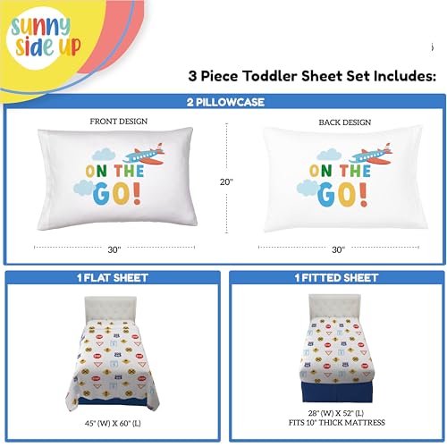 Image of Sunny Side Up On The Go Toddler Sheet Set - 3 Piece Toddler Bedding Set Includes Pillow Cover - Super Soft Microfiber Sheets