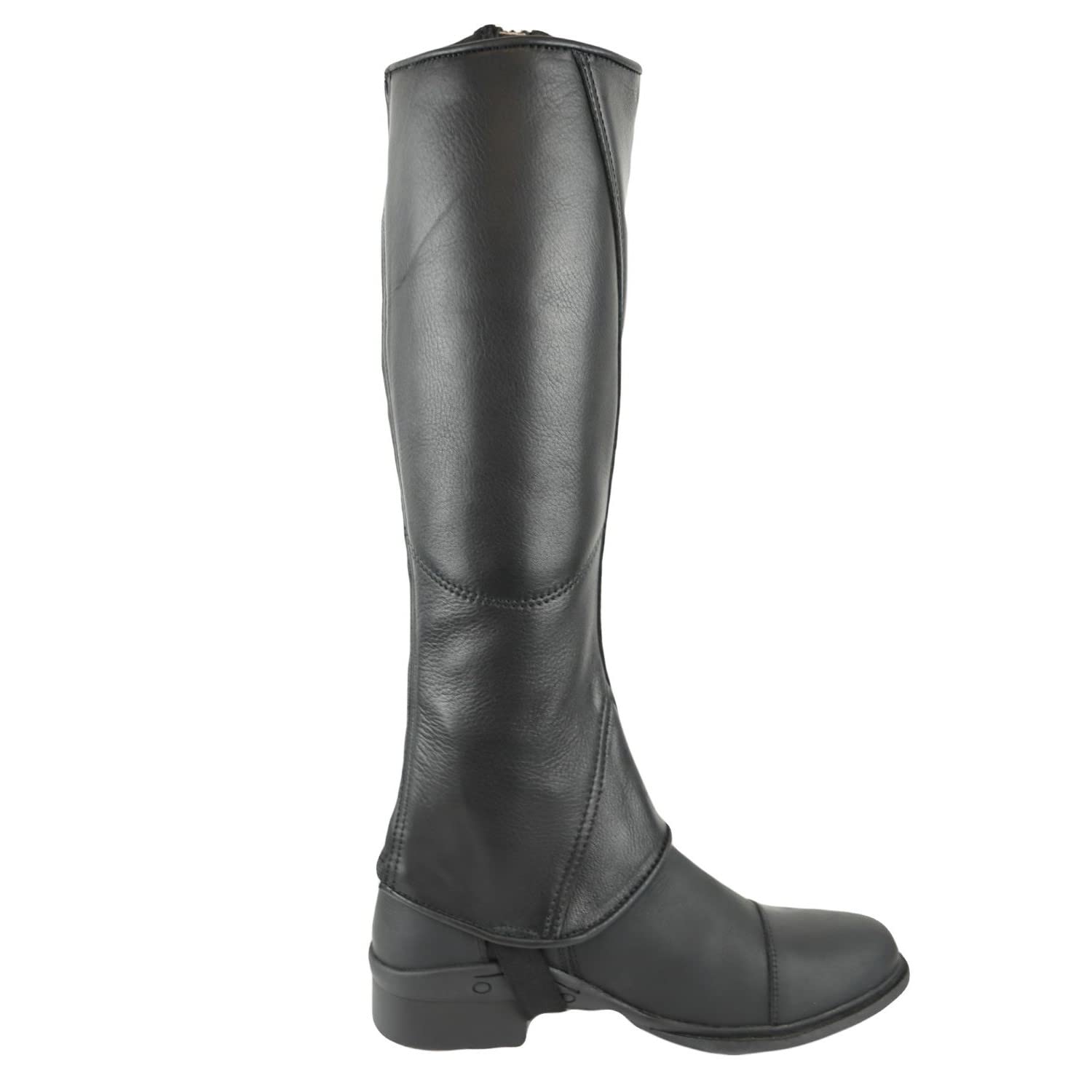 AK Mini-Chaps d'équitation en Cuir Pleine Fleur à glissière latérale avec Protection supplémentaire Horse Riding Half Chaps AKS-1980