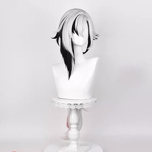 Miniatura 2 de Peluca de disfraz para Genshin Fontaine Arlecchino Cosplay Anime Party Pelucas Mujeres Plateado Blanco Negro Parte Lateral Pelo Sintético