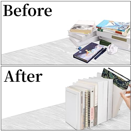 Image of Acrylic Book Ends 8 Pcs, Clear Bookends, Bookend Organizer for Shelves