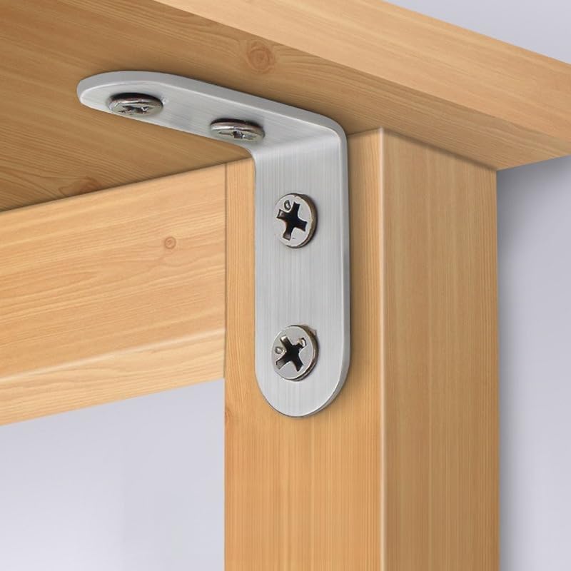 20Pcs Heavy-Duty Thickened Stainless Steel Brackets - Right Angle Corner Braces for Shelf Support & Furniture Fixing (Silver,20*20*2mm)