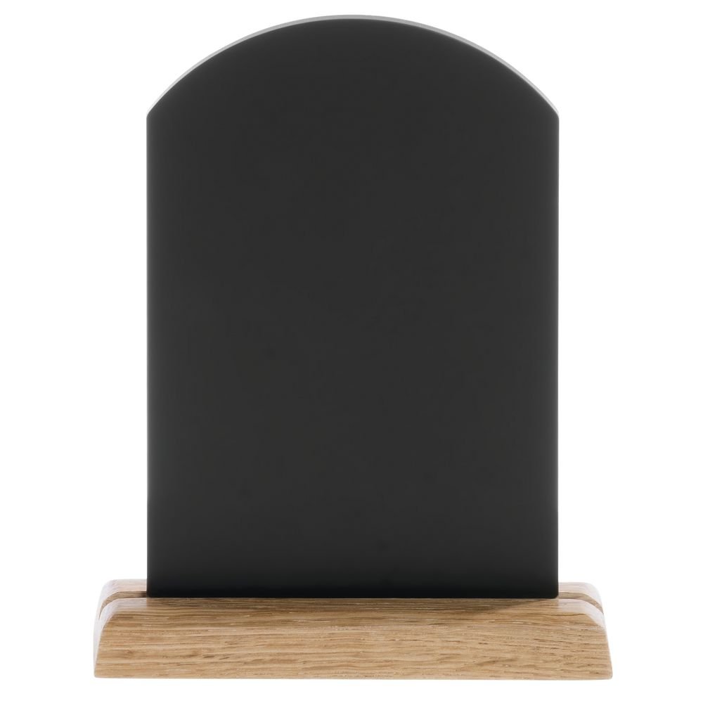 HUBERT Write On Sign with Wooden Base - 4" L x 6" H