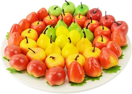 Miniatura 3 de 20 piezas de frutas artificiales, simulación de mini fruta falsa de plástico, limón, fresa, naranjas, accesorios para decoración del hogar (cereza)