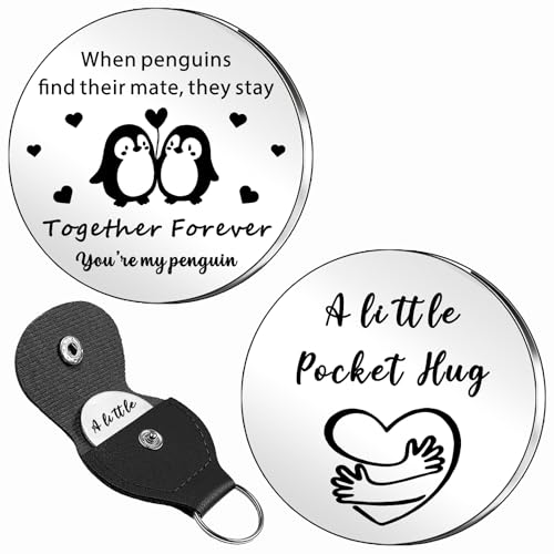 SDOFY Wedding for Him Her Penguin Pocket Hug Gifts for Boyfriend Husband I Love You Gifts Romantic Valentines Birthday Presents for Wife Girlfriend Couples