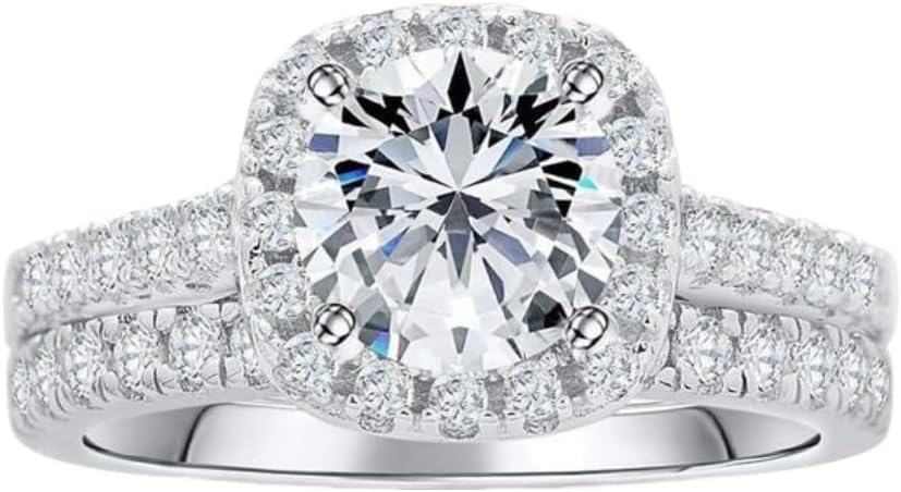 925 Sterling Silver Heart & Arrow Cubic Zirconia Engagement Ring Set for Women, Micro Paved CZ Wedding Band Set, Bridal Promise Ring for Proposal Anniversary Daily Wear