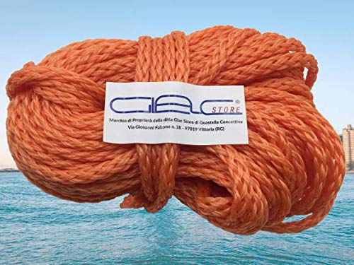 Cima Corda Galleggiante Treccia per Salvagente Anulare da 30 Mt Metri Diametro 8 mm Omologata per la Nautica Imbarcazione Barca in Levilene Arancione
