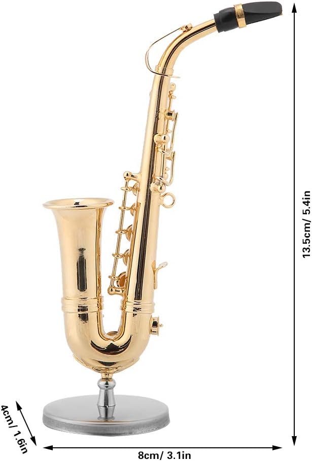 Miniature Alto Saxophone, Mini Saxophone Instrument Model with Gift Box for Home Desk Shelf Music Room Decor Gift Idea