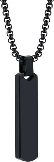 SALTY ALPHA Anti Tarnish Stainless Steel Contemporary Edge Black Locket Neck Chain for Men | Stylish Pendant Necklace | Je...