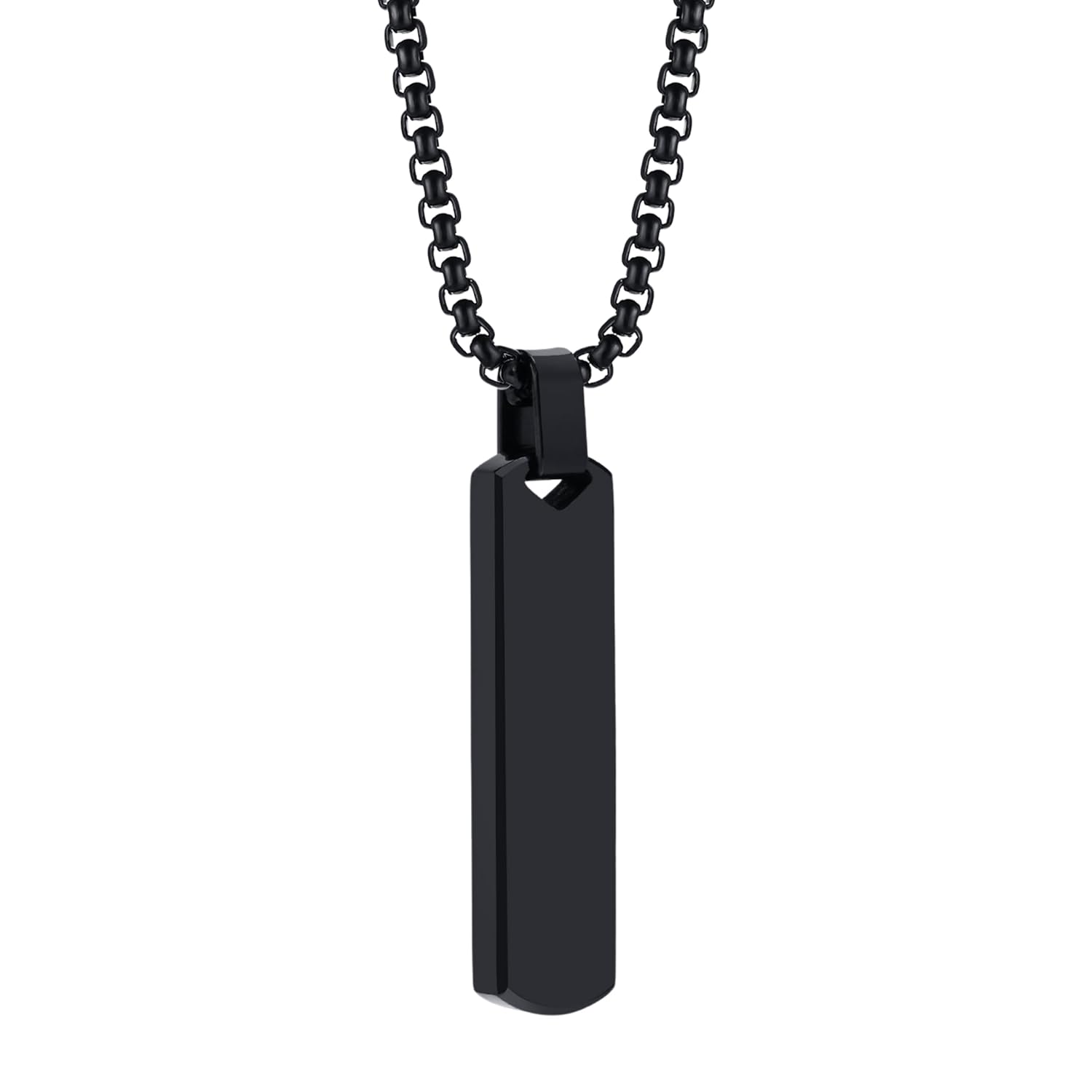 SALTY ALPHA Anti Tarnish Stainless Steel Contemporary Edge Black Locket Neck Chain for Men | Stylish Pendant Necklace | Jewellery Accessories for Boys | Minimal Jewelry | Gifts for Boyfriend & Husband | Gift for Diwali, Christmas, Marriage, Birthday