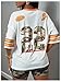 MakeMeChic Women's Football Jersey Shirts Soccer Jersey Number Oversized Y2K Tee Tops White Orange Large