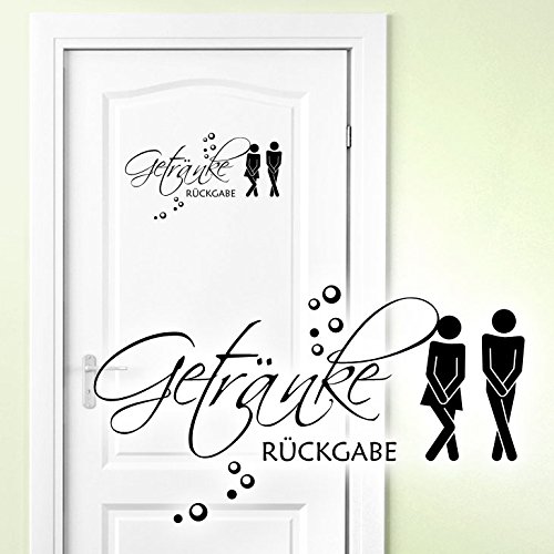 Grandora WC Aufkleber Getränke Rückgabe Mann Frau I schwarz (BxH) 26 x 14 cm I Badezimmer Toilette Wandsticker Wandaufkleber Sticker Wandtattoo W5443