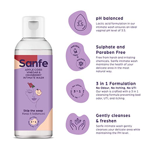 Image of Sanfe FDA Approved Silicone Reusable Menstrual Cup - Small Size with Pouch, Mini Apple Cider Vinegar & Cranberry Intimate Wash & Cup Wash | Ultra Soft Period Cup Made with Liquid Medical Grade Silicone Protection