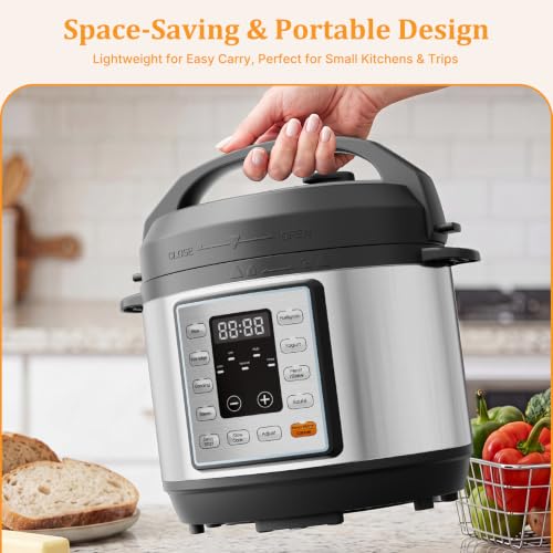 Image of NEWBULIG 10-In-1 Electric Pressure Cooker, 3 Quart Multi Cooker for Rice, Stew and Steam, Small Programmable Stainless Steel Pot with Slow Cook Function and Ceramic Inner Pot