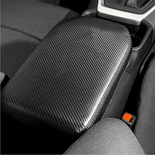TOMSEN Car Center Console Lid Armrest Cover Protector Real Carbon Fiber Leather Cover Fit for Rav4 2019-2020 XA50 Center Console Armrest Box Scratch Resistance Armrest Cover with Carbon