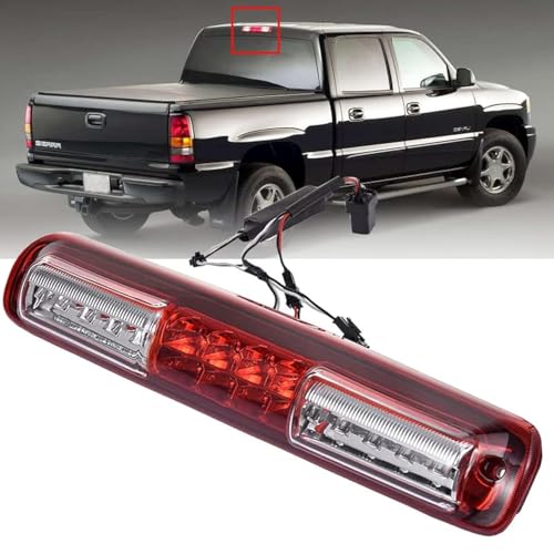 3rd Third Brake Light Cargo Lamp Compatible with 99-06 Chevy Silverado/GMC Sierra 1500 2500 3500 HD, for 07 Silverado/ Sierra 1500 2500 3500 Classic Red,High Mount Stop light Rear Center Cab Tail Lamp