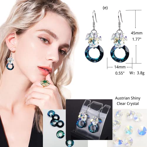 Xforlong Austrian Crystal Drop Earrings For Women/Girls,Big Hoop,Floral Decal Beaded,Natural Red Agate Elegant Dangle Earrings 6 Pairs Set,Wedding/Birthday Party/Anniversary #TOP2