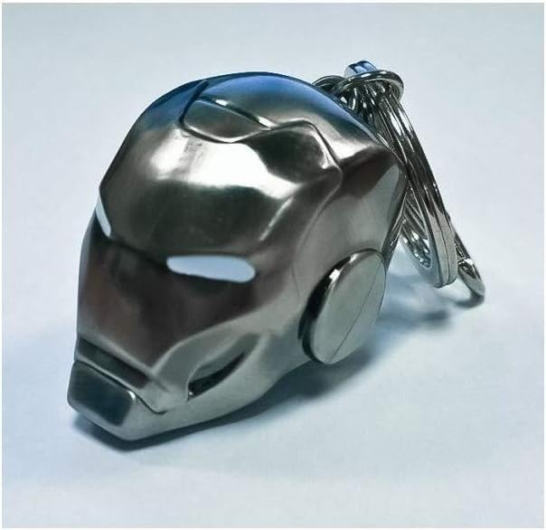 Iron Man SMK002NB Marvel Helmet Mark II Silver Metal Keyring with Mini Carabiner, gray, 1:4