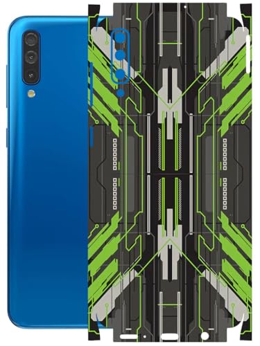 Image of AtOdds - Full Body Back Screen Guard Protector Film - Lamination Wrap Skin Sticker Compatible with Samsung Galaxy A50 | Scratchproof Matte Finish (Cyber Green)