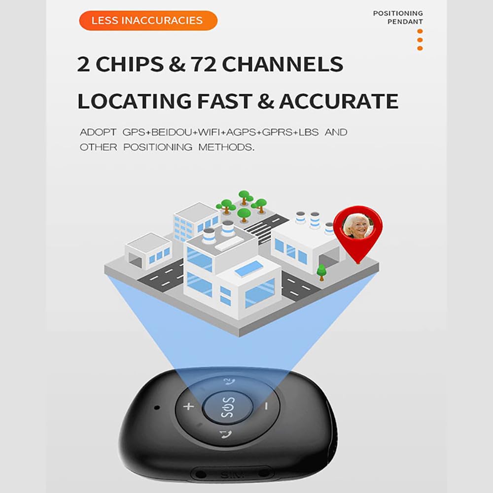 Ciondolo GPS Tracker con chiamata di emergenza SOS, chiamata vocale, allarme di caduta e recinzione elettronica per un posizionamento accurato e promemoria farmaci per anziani