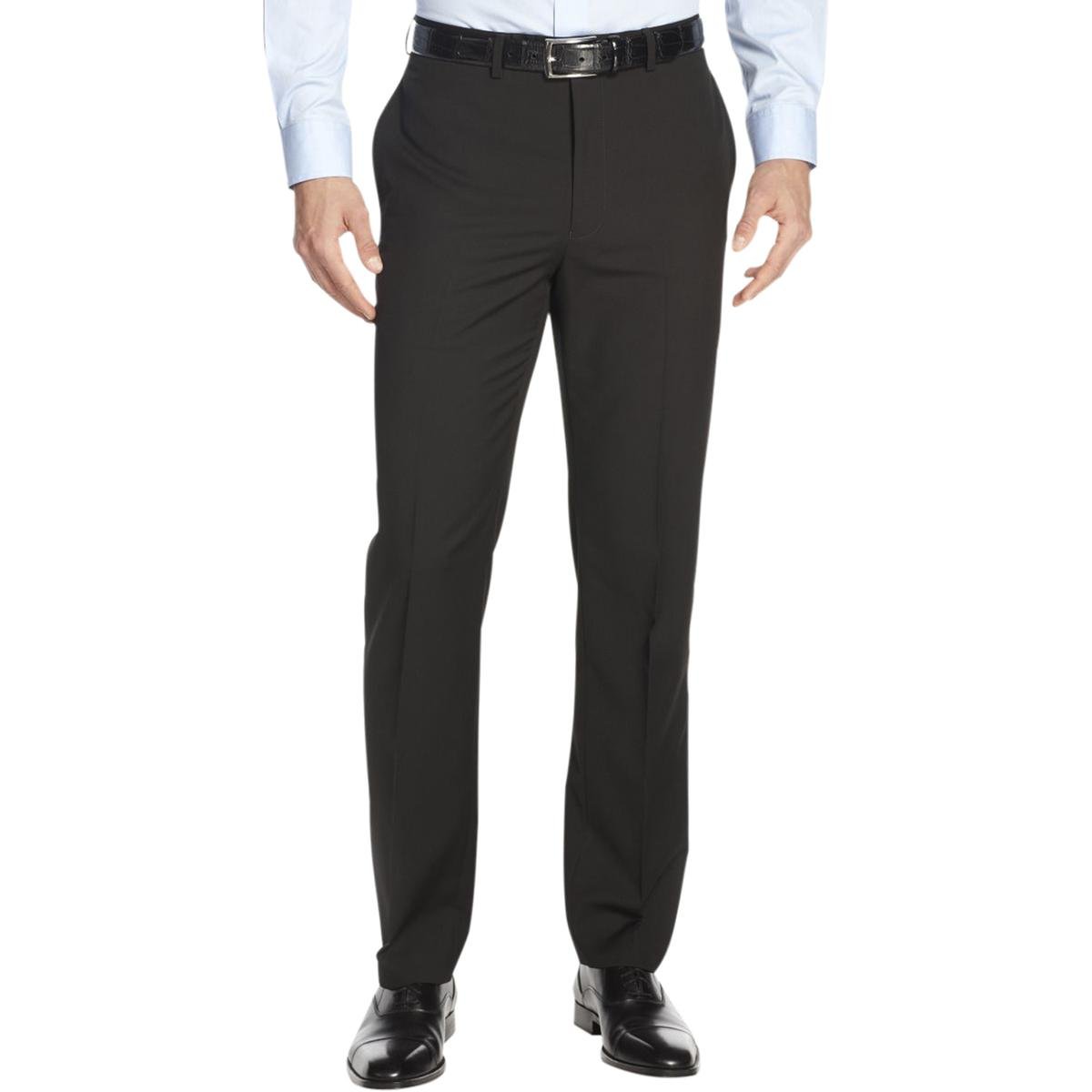 Calvin Klein Mens Slim fit Dress Pants 35 30 Black Solid