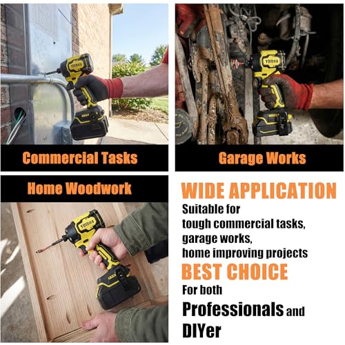 YOIbuy Cordless Impact Driver 1/4 inch, Compact Design, Head length Only 4-1/4" and 2.0 lbs, Powerful Brushless Motor 2035 in-lbs, 4-Speed, LED Light, Compatible with Dewalt 20V Batteries (Tool Only) by YOIbuy PRO - Image 7
