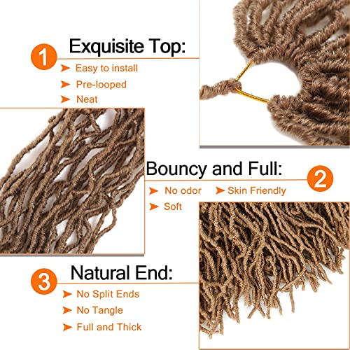 New Soft Locs Crochet Hair 24 Inch 6 Packs Light Brown, Faux Locs Crochet Hair Pre Looped Knotless Style Natural Curly Wavy Crochet Braids Hair For Black Women (24 Inch, 6 Pack, 27#) #TOP1