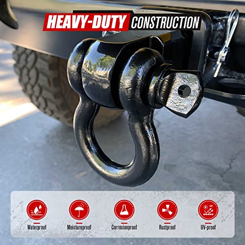 Fieryred 3/4 Inch D Ring Shackle 22046Ibs Break Strength With 7/8 Inch Locking Pin And Black Isolator Washer Kits To Use With Tow Strap,Pack Of 2 #TOP4