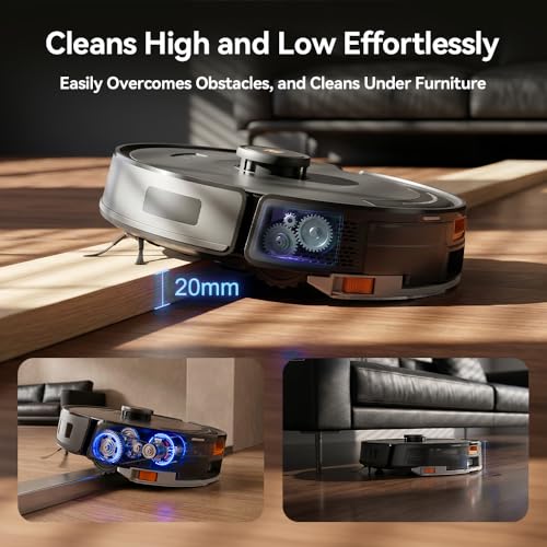 Image of Robot Vacuum 38,000 Pa Robot Vacuum Mop,120Day Self Emptying Vacuum Robot,Lidar Navigation,5G 2.4GWiFi APP Aspirateur Robot,Self-Charging Robot Vacuums for Pet,Floor,Carpet R11 Max Black