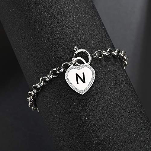 Image of CaleesLLC Letter A to Z Initial Charm Bracelet Adjustable Stainless Steel Anklet Personalized Wrist Link for Women