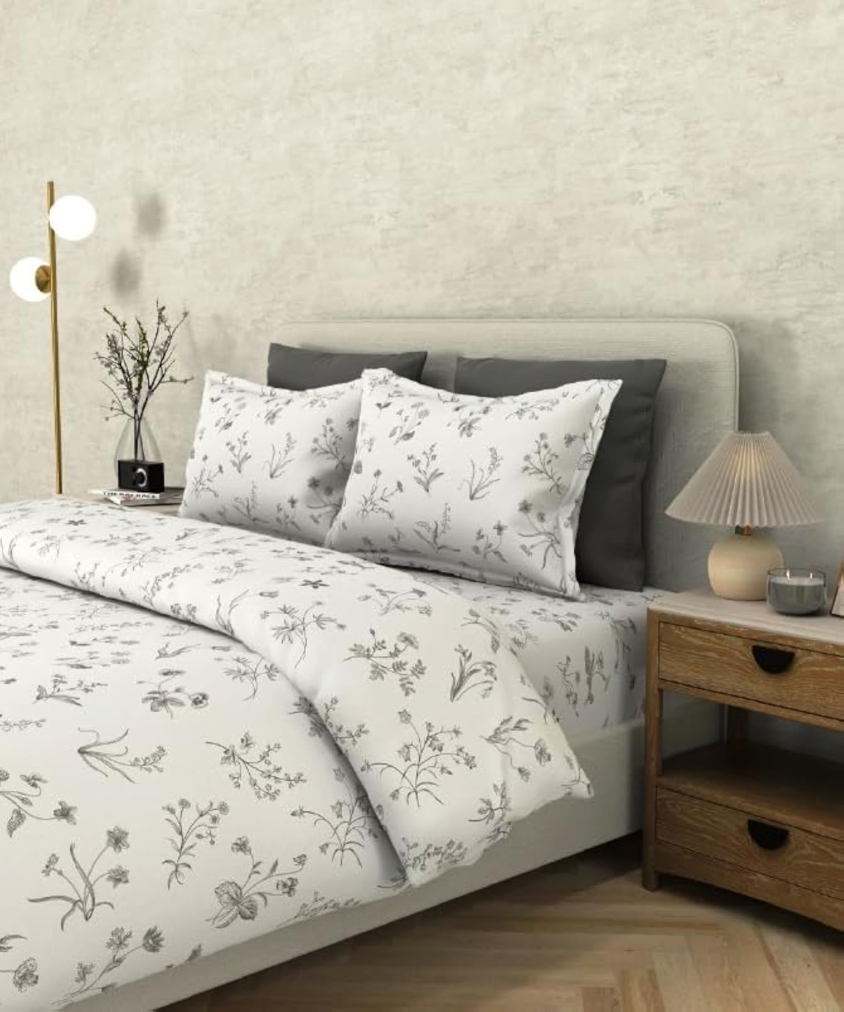 Vintage 100% Cotton King Size Bedsheet with 2 Pillow Covers