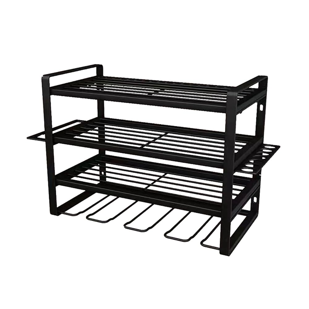 Soporte de pared para organizador de herramientas eléctricas de 4 capas, soporte de almacenamiento para taladro sin organización de garaje, taller, panel perforado
