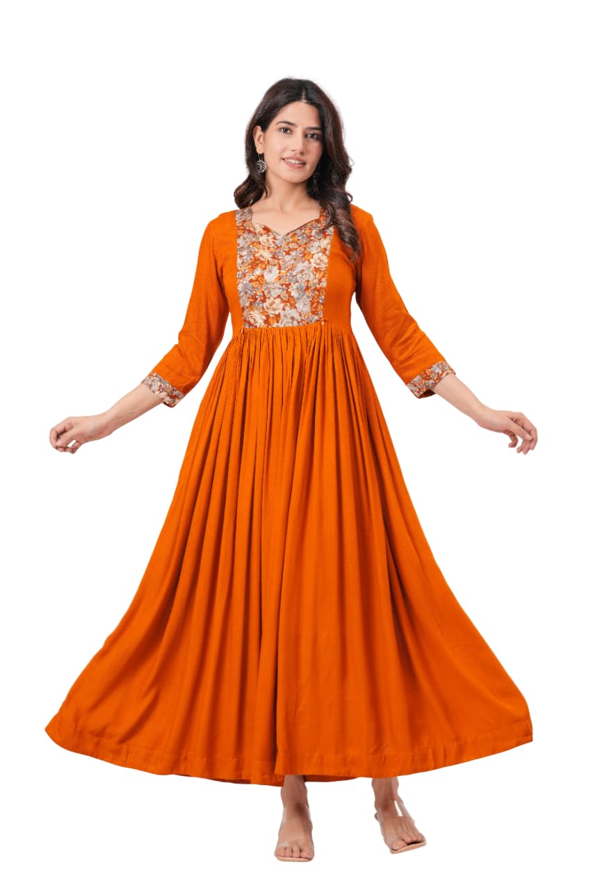 Dhruvi Rayon Women's Anarkali Maternity Feeding Kurta/Kurti with Zipper| Comfortable & Elegant Pre and Post Pregnancy Kurti Dress/Kurta Dress